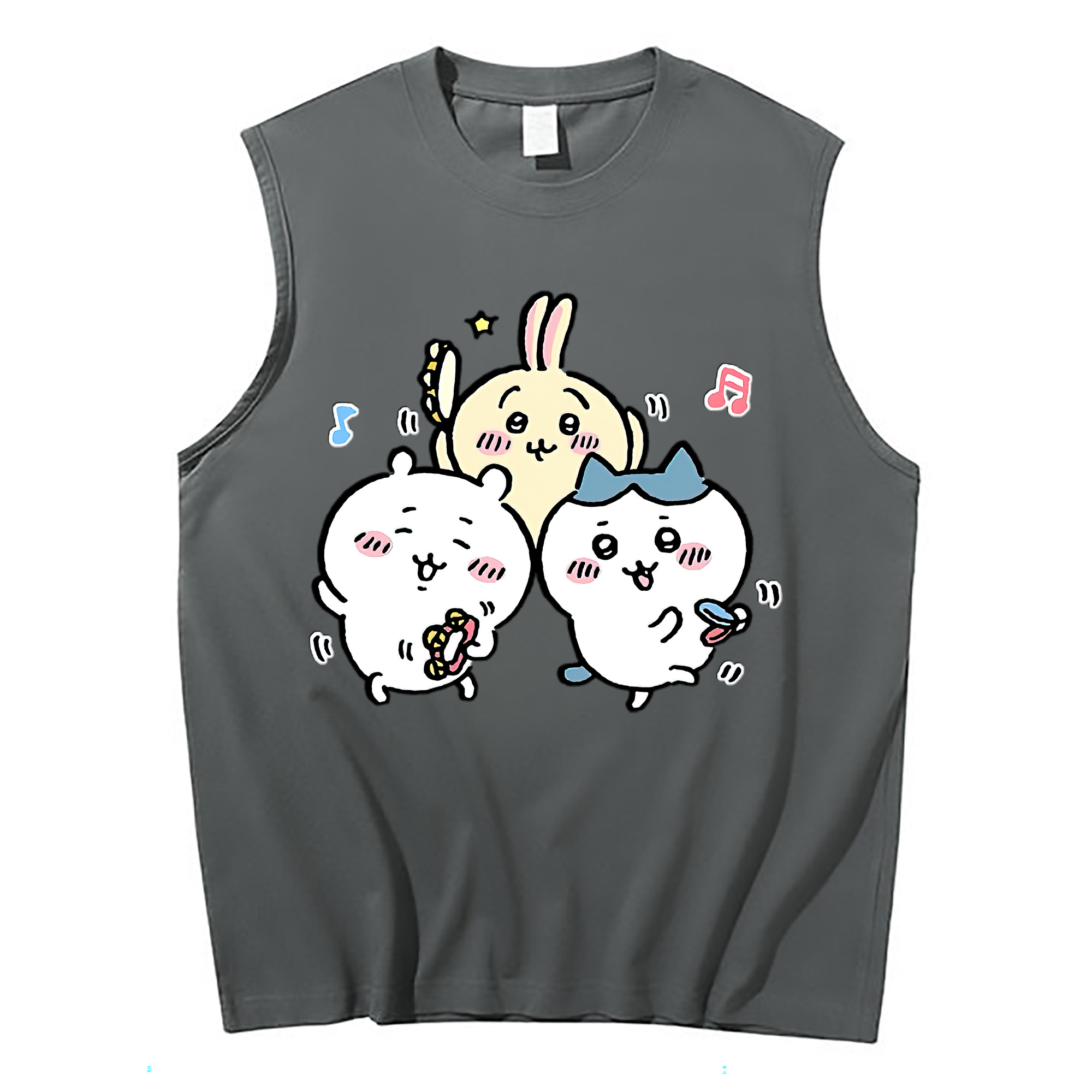 （画像用） ちいかわ ハチワレ Chii-kawa hachiware コットン100％タンクトップ（フロントプリント）